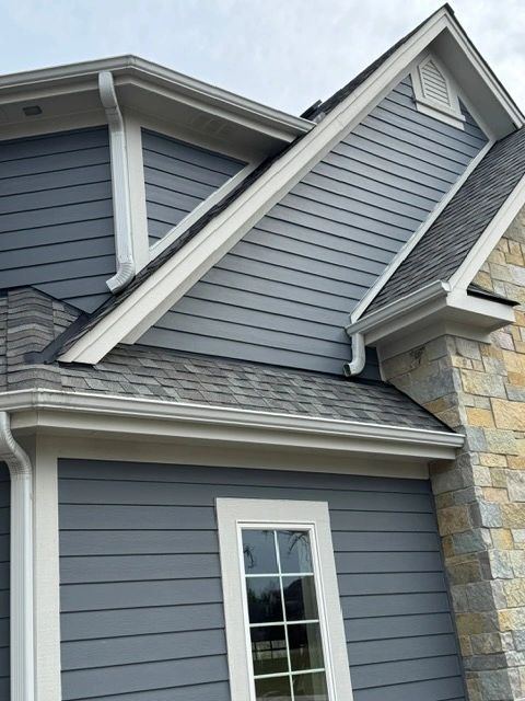 Gray siding and trim on a home exterior